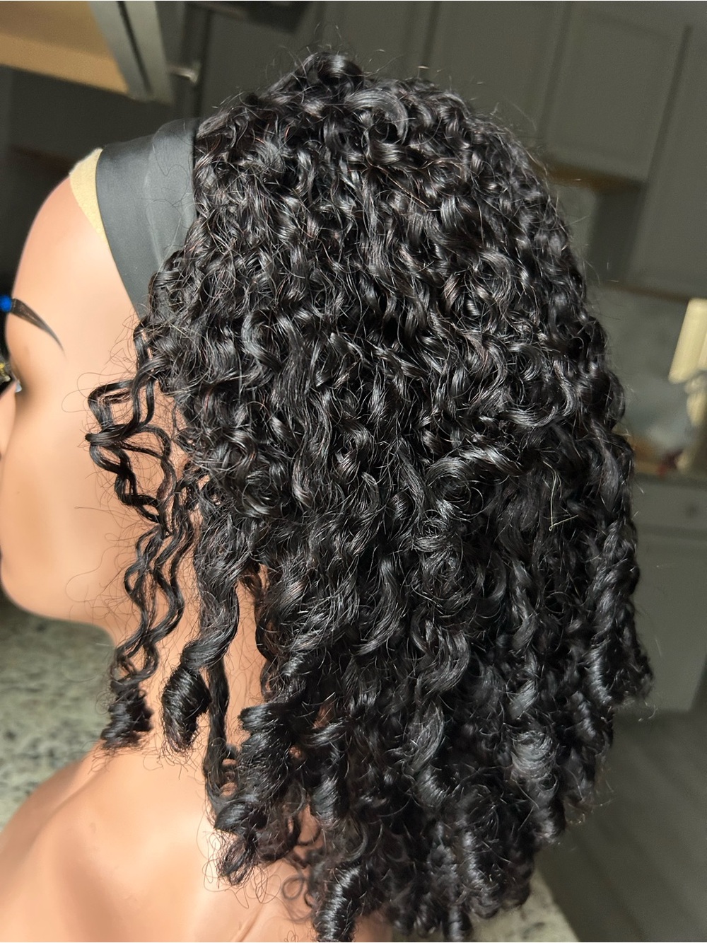 16” Burmese curls headband wig,curly wig,human hair